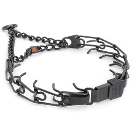 Herm Sprenger Black Stainless Steel Dog Collar with Quick Release ClicLock Buckle and Biothane Insert Training Collar Made in Germany (Black, 23in x 3.2mm(Neck Size up to19-20in))