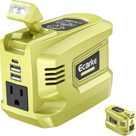Ecarke 200W Portable Power Inverter Compatible with Ryobi 18V Battery, DC 18V to AC 110V Power Station with 1 AC Outlet, 2 USB, 1 Type-C & LED Light, for Outdoor Emergency Use(Tool ONLY, NO Battery)
