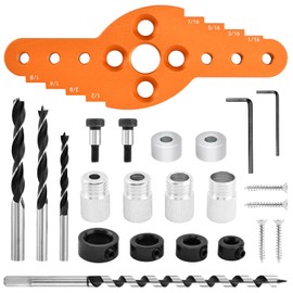 NOWHYX Dowel Jig Kit for Floating Shelf Bracket Self Centering Scriber DIY, Self-Centering Scriber(1/2" 1/4", 5/16", 3/8" Drill Bit), Drill Guide for Shelf Brackets & Mantels(Orange)