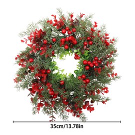 YouXiaor Artificial Christmas Wreath, Fir Wreath, Door Wreath, Christmas Berry Wreath, Winter Wreath, Decorative Wreath, Advent Wreath, Winter Wreath for Christmas, Indoor, Outdoor Decorations, 35 cm
