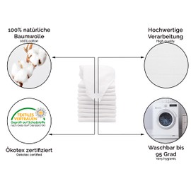 ZOLLNER Set of 10 Face Cloths 100% Cotton 35 x 50 cm White