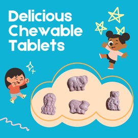 Nutripia Kidmune Kids Immune Booster - 180 Chewable Mini Tabs with Elderberry, Colostrum, Propolis, Beta Glucan, Astragalus, Vitamin C, D, Zinc - Fun 4 Animal Shapes!