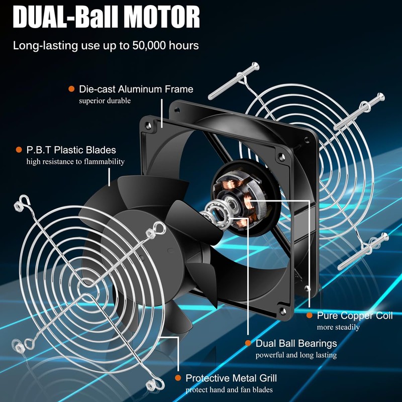 GDSTIME AXIAL Fan 12038, 110V 120V AC 120mm x 38mm