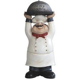 George S. Chen Imports SS-G-65008 Chef Holding Welcome to My Kitchen Tray Figurine