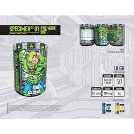 Specimen No. 01 Pre-Entreno  Suplemento Alimenticio en Polvo con Cafena, Creatina y Extractos Naturales  Aporte Energtico para Entrenamiento  Sabor...