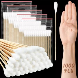 Kigley 1000개 8인치 면봉 청소 메이크업 및 제거 잔여물을 위한 직경 1/2인치의 대형 대나무 나무 손잡이 Kigley 1000pcs 8inch Cotton Swabs Large Bamboo Wooden Handle Diameter 1/2inch for Makeup Cleaning and Removing Residue