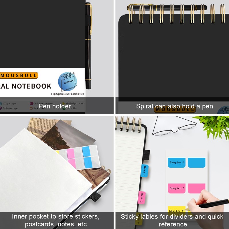 Top Spiral Notebook, A5 Hardcover Top Bound Steno Pads, 240