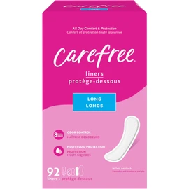 Carefree Panty Liners for Women Long, Unwrapped, Unscented, 92ct
