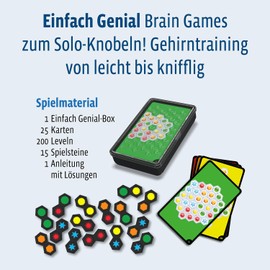 KOSMOS 684341 Simply Ingenious Brain Games, Puzzle Fun for 1 Person, Brain Jogging with 200 Tasks, Various Levels, Handy Box for Travel, Brain Teaser from 8 Years, Concentration Game