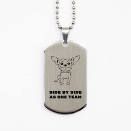 Chihuahua, Pet ID Tag, Guide Dogs, New Puppy, Blind Dog, Design for Dog Mom, Dog Dad, Pet Loss, Dog Memorial | Silver Dog Tag, Highly Resistant to Rust, Corrosion and Tarnishing | Side by Side As One