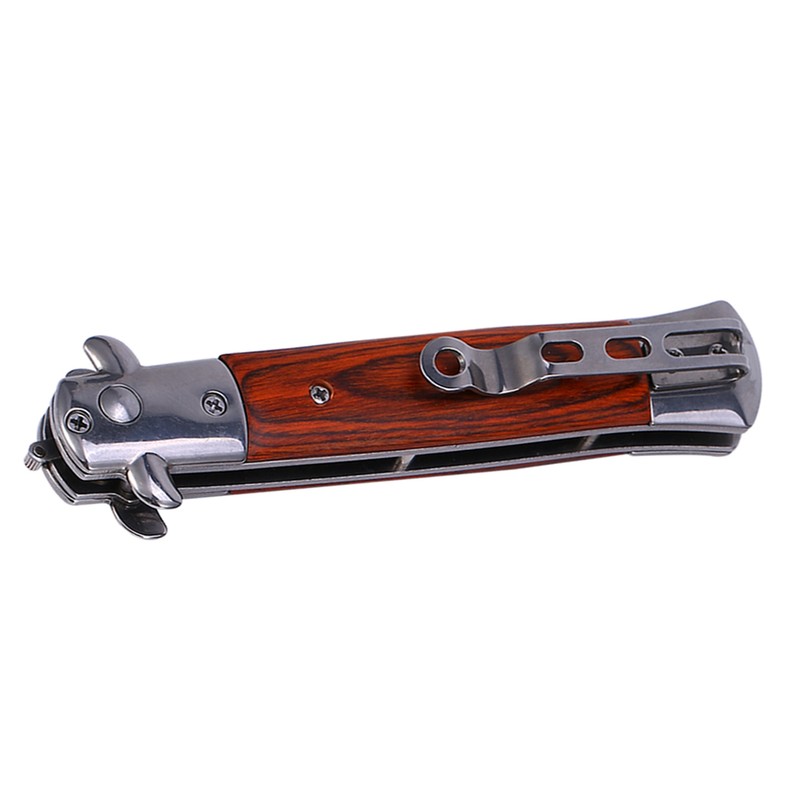 Switchblade Spring Folding Knife Push Button Pocket Comb Oil Hair
