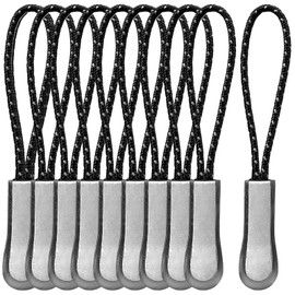 DELUXEFOX Zipper Puller Zipper Pull Cord (Set of 10) Reflective Zipper Draw Cord Zipper Pulls Repair Kit Nylon Cord Zipper Tabs Easy Installation Anti-Slip Reflective DIY Craft Chucks Clothes Bag