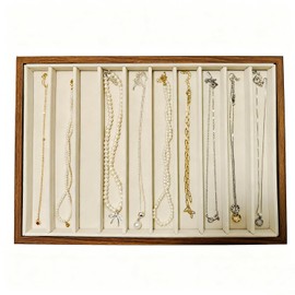 HOUKANWE Large Jewelry Trays for Drawers Stackable Velvet Jewelry Display for Vendors Jewelry Drawer Organizer Inserts for Rings Necklace Bracelets Earrings and Studs Earrings (Beige, 10 Grid)