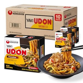 Nongshim Yaki Udon Teriyaki Flavor, Stir Fry Style Japanese Noodles with Sauce, Non-Fried Fresh Noodles, Rich Bonito Taste, Chewy Texture, 8.85 oz (Pack of 10)