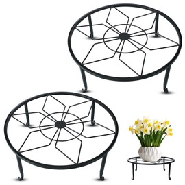 Beeveer 2 Pack Metal Plant Stands 12 Inch Black Plant Indoor Outdoor Heavy Duty Iron Potted Stand Holder Rustproof Flower Pot Round Supports Rack for Indoor Home Garden Planter Display