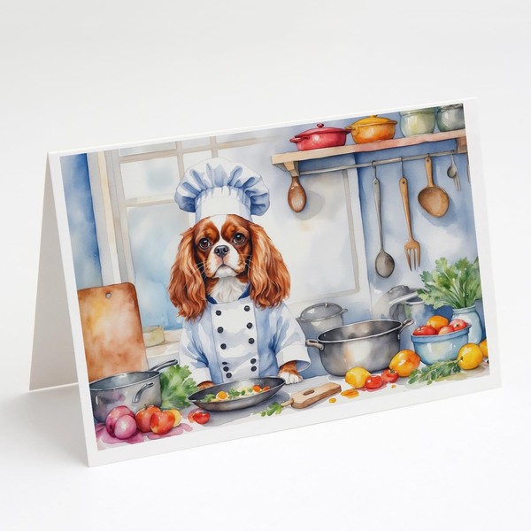 Caroline's Treasures Cavalier Spaniel The Chef Greeting Cards Pack of