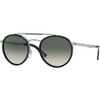 Persol PO2467S Round Sunglasses, Silver/Black/Grey Gradient, 50 mm
