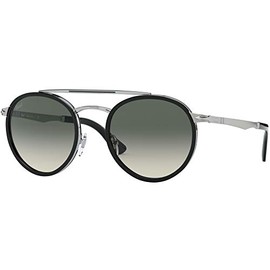 Persol PO2467S Round Sunglasses, Silver/Black/Grey Gradient, 50 mm