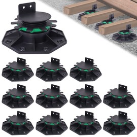 Adjustable Deck Support Pedestal with Fastener Ring, 12Pack Deck Foundation Support Base, Deck Blocks Adjustable Plastic Pedestal Paver Flooring Joist Supports Raising from1-9/16 to 2-3/8" by MCCKLE