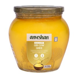 Anveshan A2 Gir Cow Desi Ghee 500ML | Grass-Fed | Pasture-Raised | Traditional Curd-Churned Bilona Method | Ethically Sourced | Farm Fresh | Ayurveda Superfood | Rich Aroma | High Smoke Point
