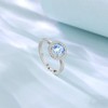INFUSEU March Birthstone Ring Aquamarine Rings for Women Sterling Silver