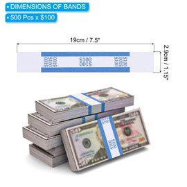 PATIKIL Currency Band Bundles, 500 Packs Blue Dollar100 Self Sealing Cash Straps Sleeves Money Bill Wrappers for Dollar