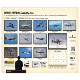 Asgard Press 2025 Vintage Airplanes Wall Calendar, 16 Months, Frame-Ready Color Photos, 14”x24” (Size When Open)