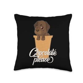 Chocolate Labrador Lover Ice Cream Costume Chocolate Please Choco Labrador Retriever Dog Ice Cream Cone Throw Pillow, 16x16, Multicolor