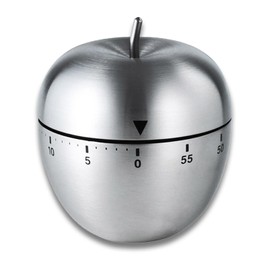 INTRESTIN Kitchen Timer for Cooking, 60 Minutes Mechanical Timer, Stainless Steel Apple-Shape Alarm Time Clock for Cooking, Learning, Exercises, Gaming