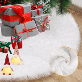 Falda para Arbol de Navidad, 48in/122cm Manta de árbol de Navidad Blanco de Felpa, Faldas Decoración Árbol de Navidad Adornos, Christmas Tree Falda de árbol para año Nuevo, Fiesta