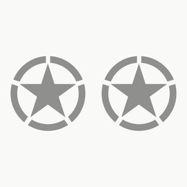 Autodomy 4x4 Off Road Military Star US Army Stickers Pack 2 Units for Car (Silver, 15 Cm)