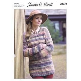 James C. Brett JB370 Knitting Pattern Ladies Sweater in Marble Chunky Multicoloured