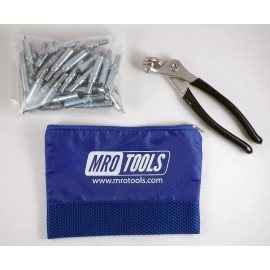 MRO Tools 50 3/32 Cleco Sheet Metal Fasteners Plus Cleco Pliers w/ Carry Bag (K1S50-3/32)