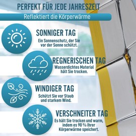 Vidaprime Thermal Blanket, Survival Blanket, Reusable, 5 Pack Thermal Blanket, Survival Blanket, Large, 210 x 160 cm, Survival Blankets, Cold and Heat Protection in Rain and Wind