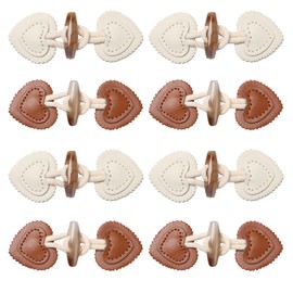 Pack of 8 Toggle Buttons Toggle Fastener Children's Duffle Coat Closure Beige and Brown Leather Buttons for Jacket Jumper Coat Children's Clothing Coat or Other Handmade DIY Clothing