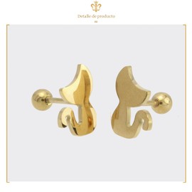 IMPERO JEWELRY Aretes Broqueles En oro 14k Laminado gatito De Bolita Rosca Gato Lisos Chicos pequeños inoxidable regalo moda pendientes