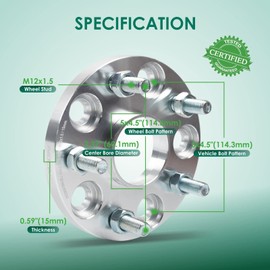 MOCA 4PCS 15mm Wheel Spacers 5x5x114.3mm Bolt Pattern 60.1mm Hub fit 1986-2022 for Toyota Avalon/Supra/Camry/Highlander, 1998-2021 for Lexus ES300h/ES350/GS F/is F/ GS300/UX200, 2008-2016 for Scion