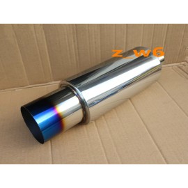 ZWMAXTUNE 2.5" Inlet N1 Burn Tip Blue Stainless Steel Racing Resonator Exhaust Muffler