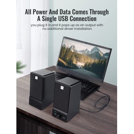 OROW USB Computer Speakers,Hi-Fi Stereo PC Speakers,16W Desktop Speaker,Built-in DSP Sound Chip, Deep Bass&Pure Vocal,Laptop Speakers with Headphone Jack(S203)