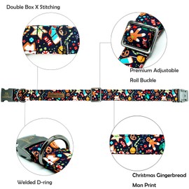 Lionheart glory Christmas Dog Collar Fall Gingerbread Man Collars Soft Durable Adjustable Dog Collars for Small Dogs Pet Gift Female or Male Dog Collar Cute