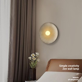 OROILUPU Retro Japanese Wall Sconce Set of 2 Wabi Sabi Wall Art Lamp Bronze Resin Indoor Decor Wall Lamps LED Vintage Wall Sconces for Hallway Bedroom Bedside Living Room Porch