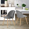 FurnitureR Upholstered Velvet Dining Chair Mid Back Armless with Wood