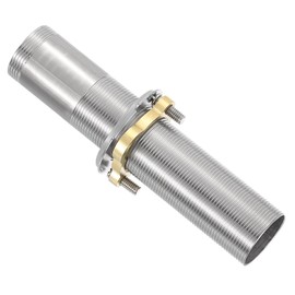 sourcing map Faucet Mount Extension Shank 6"x 1.25" Stainless Steel Pipe Faucet Extension Nipple Locknut Kit Extension Threaded Lengthen Fixed High Foot with Nut and Gasket Faucet Fittings