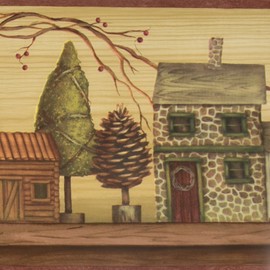 Chesapeake Wallpaper Border Country Houses and Trees