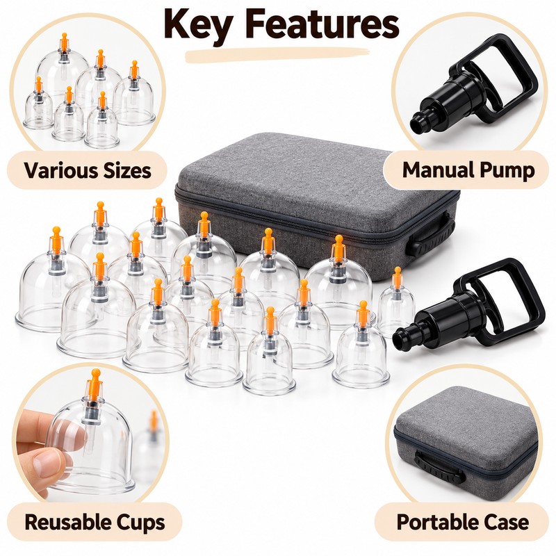 12 Pcs Cupping Massage Set with Manual Vacuum Pump –