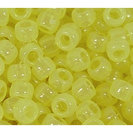 JOLLY STORE Crafts Yellow Glow in The Dark Pony Beads 9x6mm 500pc Made in USA