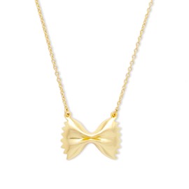 Wanderlust + Co Bow Tie Pasta Gold Necklace 14K Gold Plated Jewelry Hypoallergenic Shower-safe