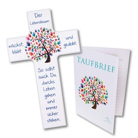 Fritz Cox Children's Set: Children's Cross Tree of Life with Baptism Letter