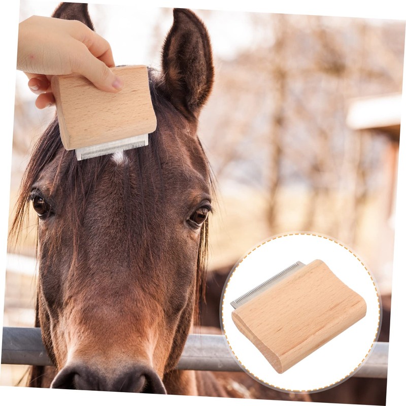 Parliky Horse Brush for Livestock Grooming Durable Wooden Scraper Cattle