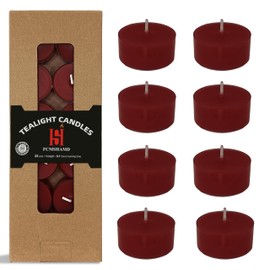 Tea Candles Handmade Clear Cup Apple Scented Smokeless 24 Pack Tea Lights Candle Long Burning Tealight Candle for Wedding Holidays Decoration(Red)